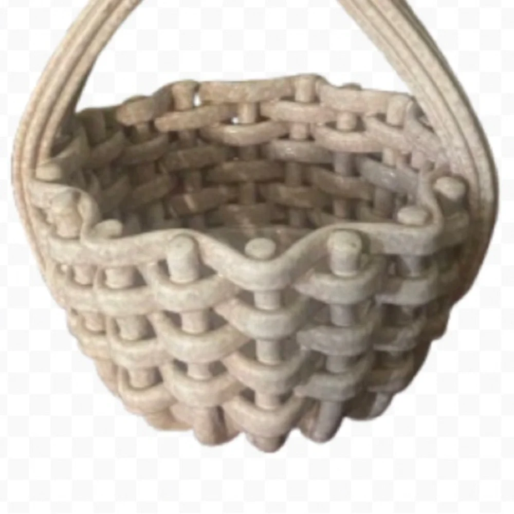 RARE FIND - Vintage Italian Porcelain Woven Basket with Braided Twisted Handle